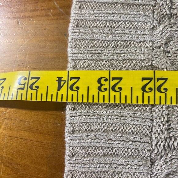 Talbots Womens Cable Knit Fisherman Sweater Linen Cotton Tan‎ 3/4 Sleeve Sz XS - Picture 10 of 10